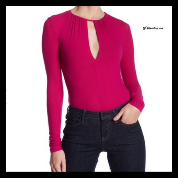 Topshop Tops - TOPSHOP Keyhole Ribbed Bodysuit from Nordstrom